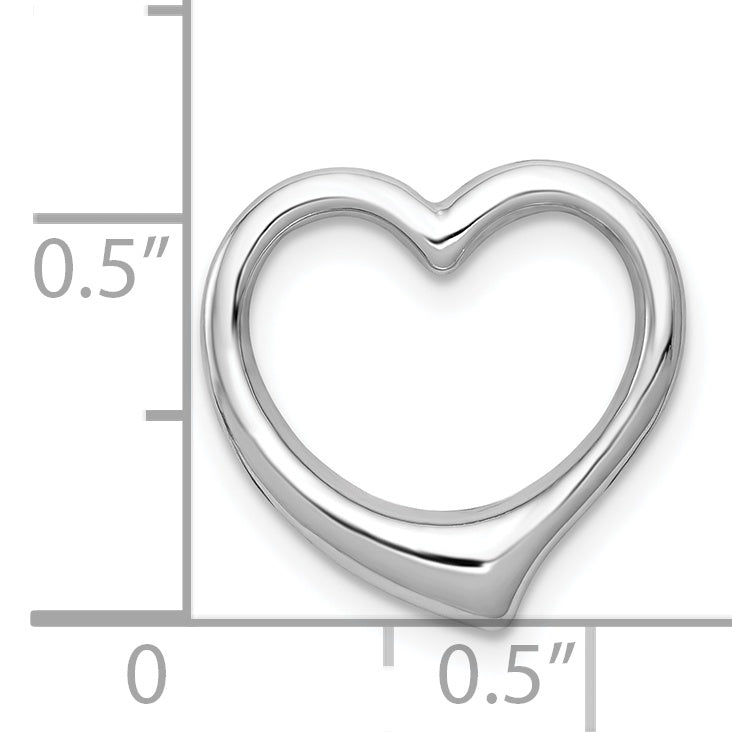 14K White Gold Polished Heart Chain Slide