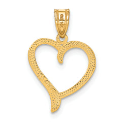 14K Gold Polished Heart Pendant with Textured Back Elegant Design