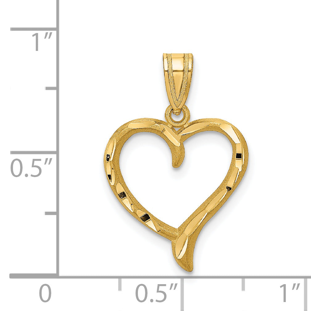 14K Gold Polished Heart Pendant with Textured Back Elegant Design