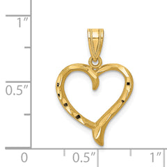 14K Gold Polished Heart Pendant with Textured Back Elegant Design