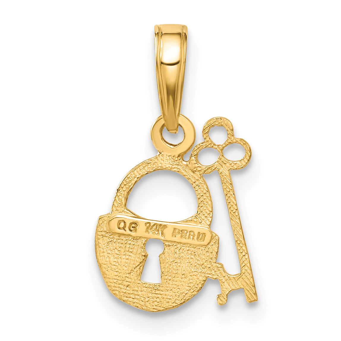 14K Polished Key and Lock Charm