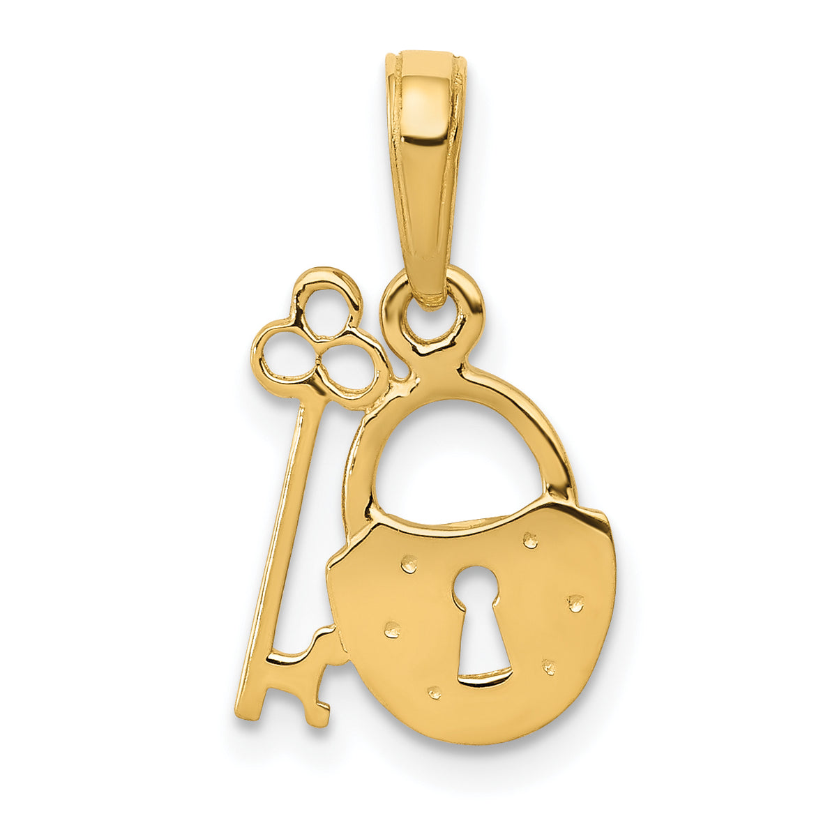 14K Polished Key and Lock Charm