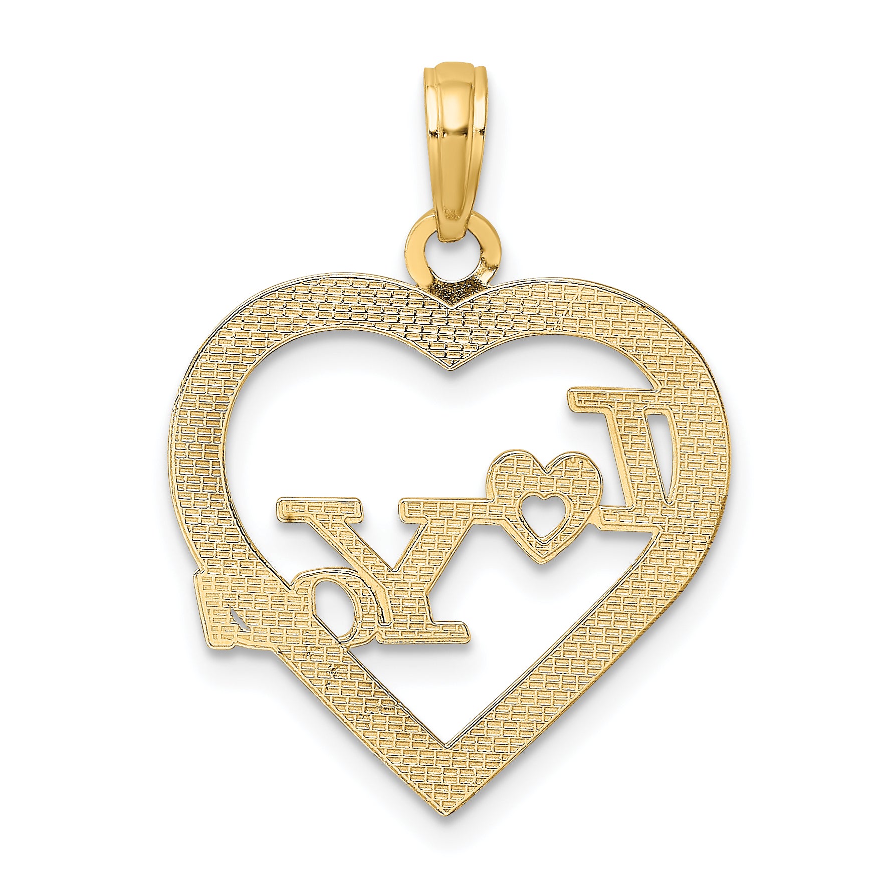 14k I HEART YOU in Heart Frame Charm