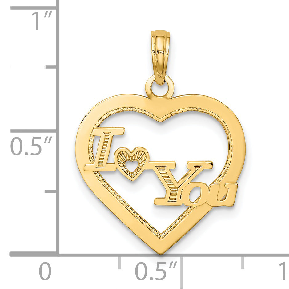 14k I HEART YOU in Heart Frame Charm