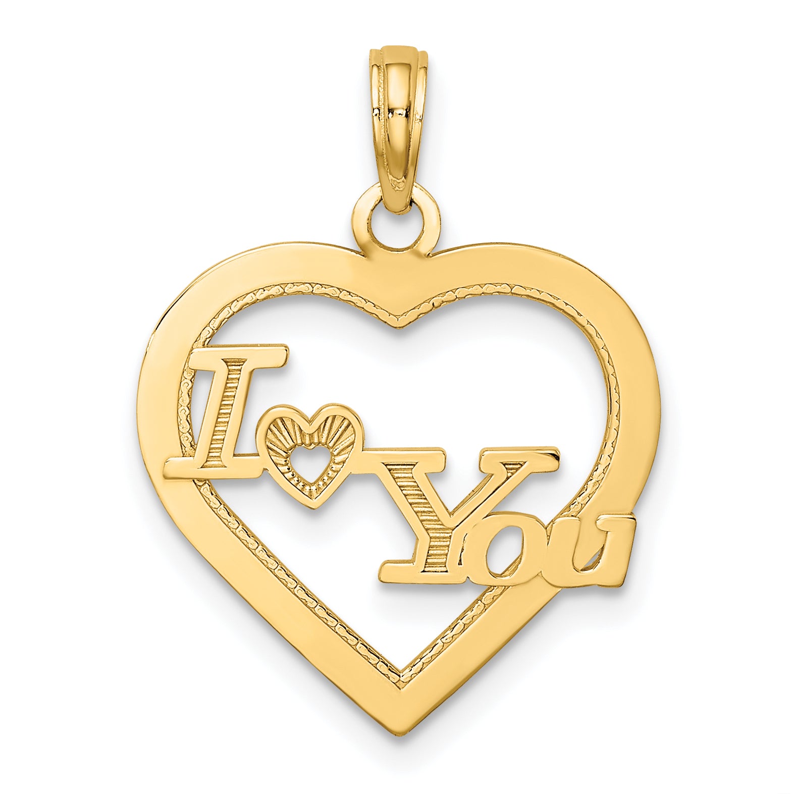 14k I HEART YOU in Heart Frame Charm