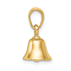 14K Gold 3D Moveable Bell Pendant with Polished Finish Timeless Charm