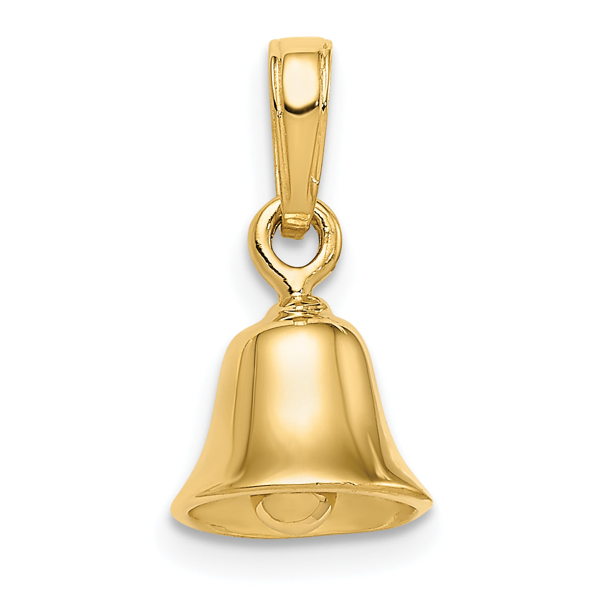 14K Gold 3D Moveable Bell Pendant with Polished Finish Timeless Charm