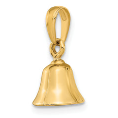 14K Gold 3D Moveable Bell Pendant with Polished Finish Timeless Charm