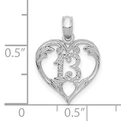 14k White Gold 13 in Heart Cut-out Pendant