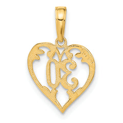 14K Gold Heart Cut-Out Pendant with Textured Polished Finish 30 Inch