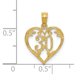 14K Gold Heart Cut-Out Pendant with Textured Polished Finish 30 Inch