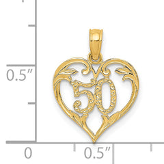 14K Gold Heart Cut-Out Pendant with Polished Finish Elegant Design