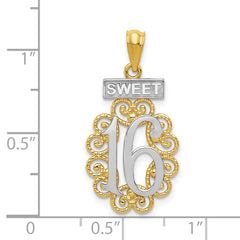 14k w/Rhodium Filigree SWEET 16 Pendant