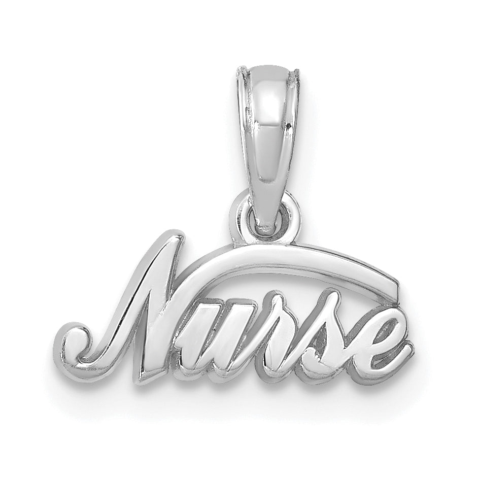 14K White Gold Nurse Pendant