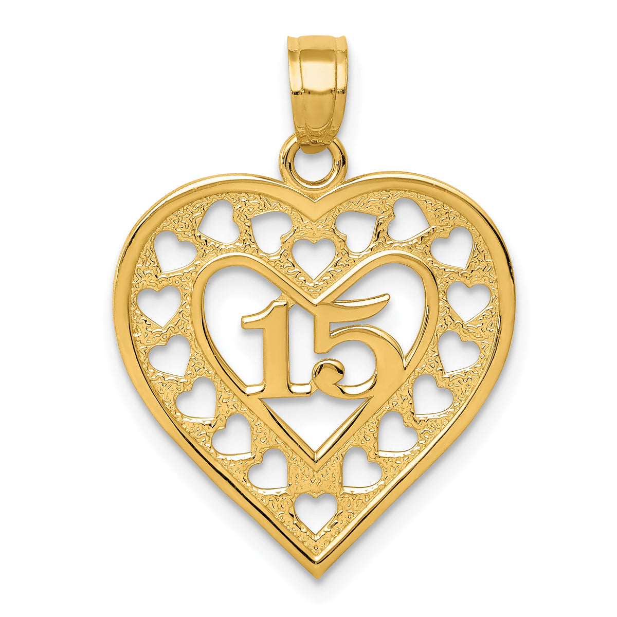 14K 15  in Cut-out Heart charm