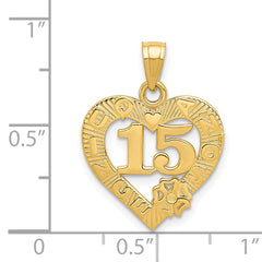 14k 15 in QUINCE ANOS Heart Frame Pendant