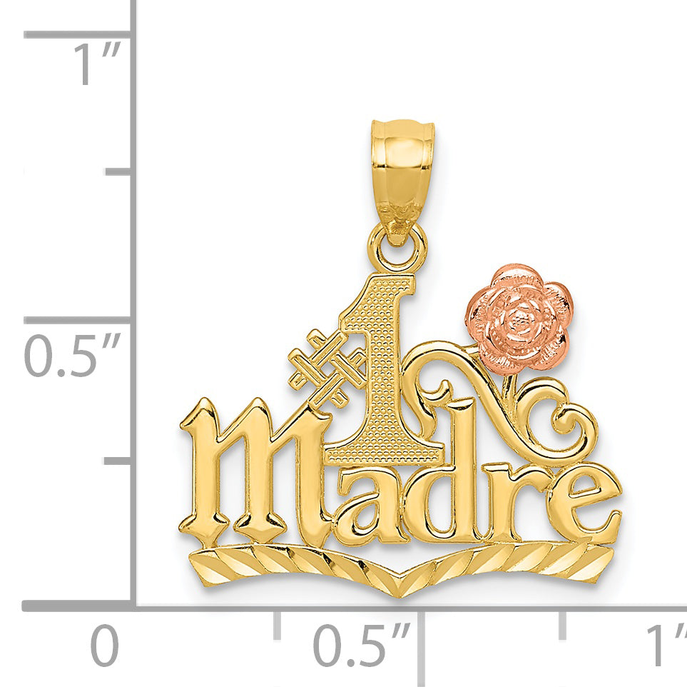 14K Two-Tone Gold MADRE Pendant with Diamond-Cut Polished Finish