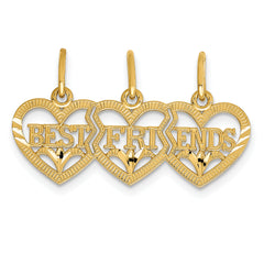 14k Triple Heart Diamond-cut BEST FRIENDS Break-apart Pendant