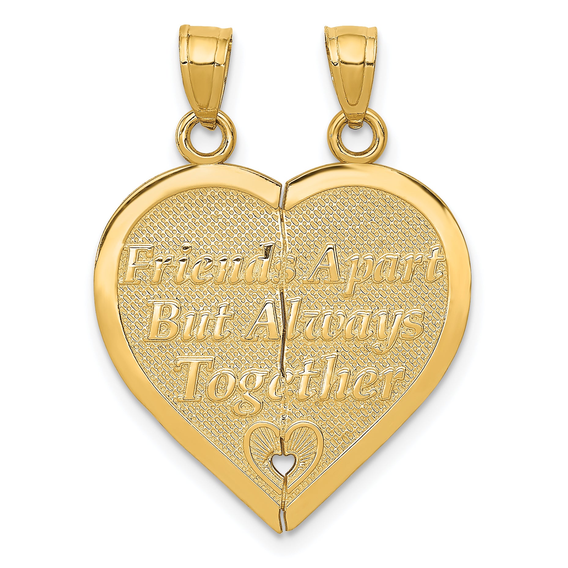 14K Yellow Gold Reversible Break-Apart Forever Heart Pendant – Polished & Brushed Finish