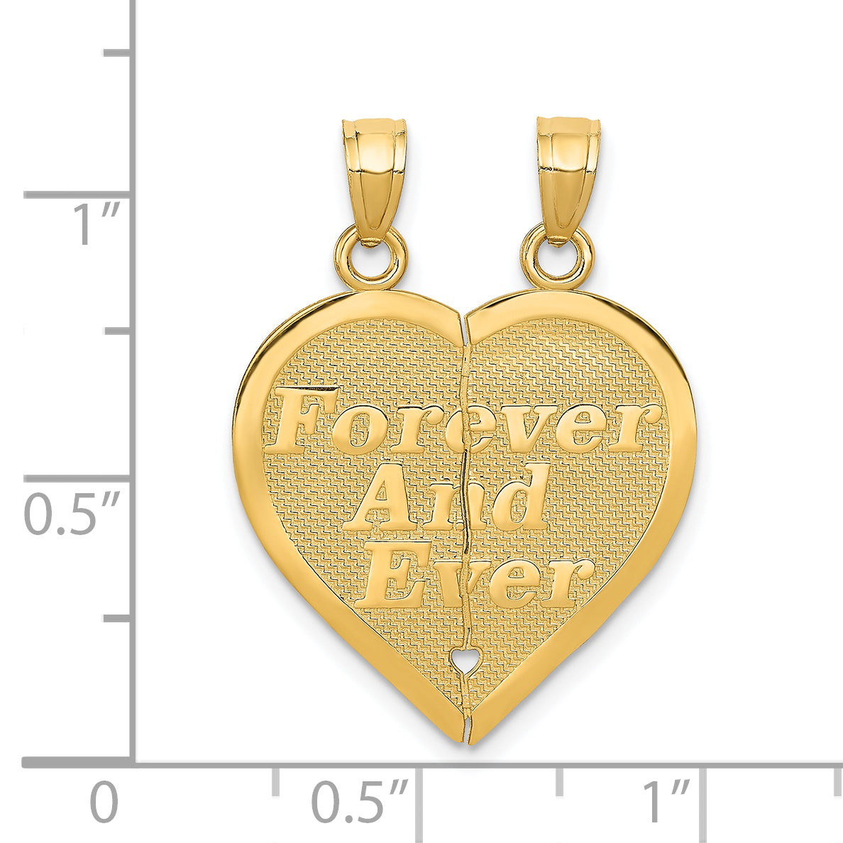 14K Yellow Gold Reversible Break-Apart Forever Heart Pendant – Polished & Brushed Finish