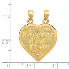 14K Yellow Gold Reversible Break-Apart Forever Heart Pendant – Polished & Brushed Finish