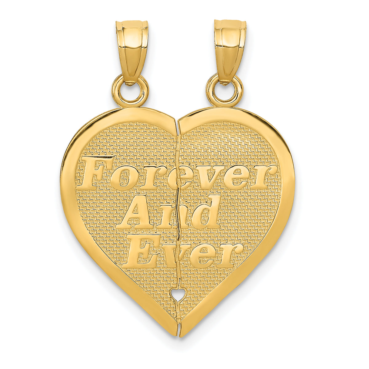 14k Reversible FOREVER AND EVER Break-apart Heart Pendant