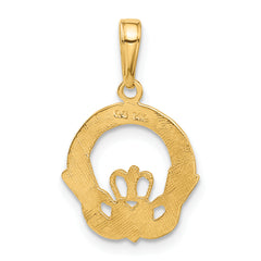 14K Gold Claddagh Charm with Polished Finish and Solid Design