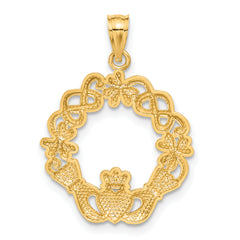 14k Rhodium Claddagh Pendant