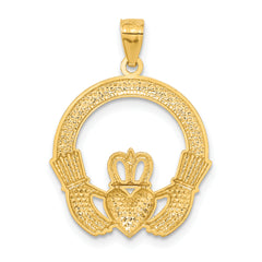 14k Rhodium Claddagh Pendant