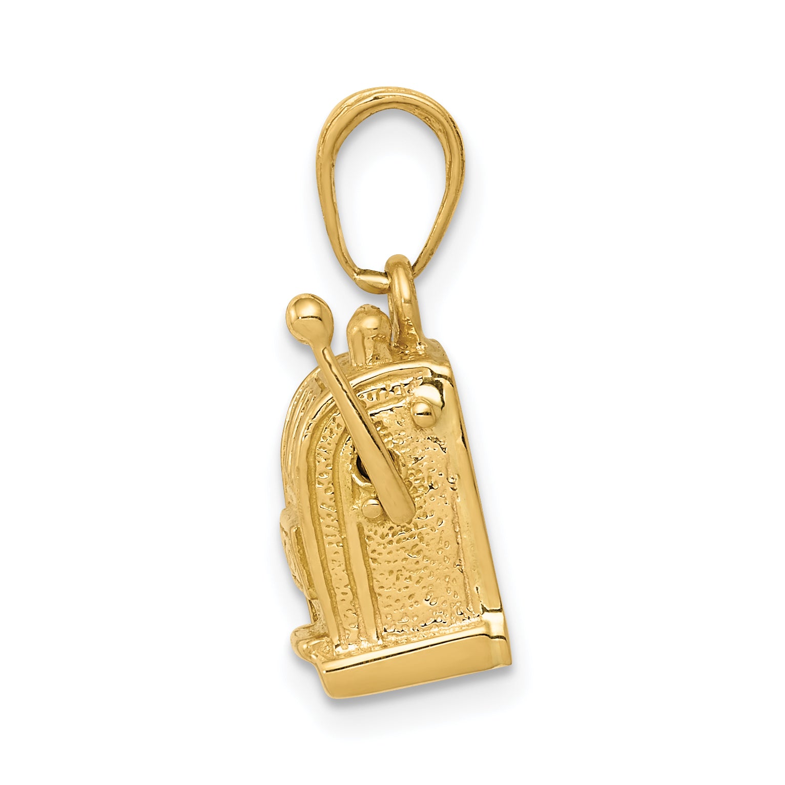 14K Gold 3D Moveable Slot Machine Pendant with Polished Finish