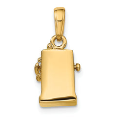 14K Gold 3D Moveable Slot Machine Pendant with Polished Finish