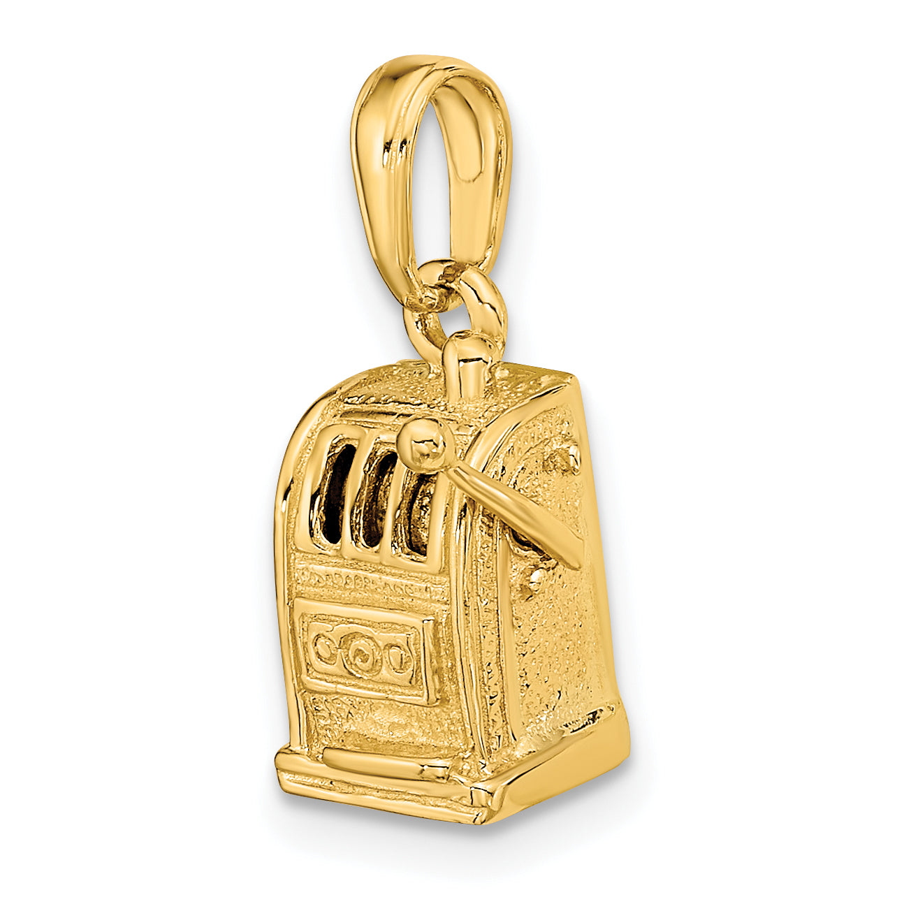 14K Gold 3D Moveable Slot Machine Pendant with Polished Finish