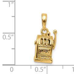 14K Gold 3D Moveable Slot Machine Pendant with Polished Finish