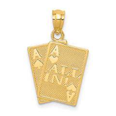 14k Ace of Hearts and Ace of Spades ALL IN! Cards Pendant