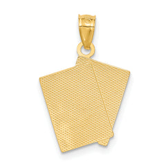 14K Gold Ace & King of Hearts Pendant with Polished Finish for Men