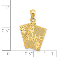 14K Gold Ace & King of Hearts Pendant with Polished Finish for Men