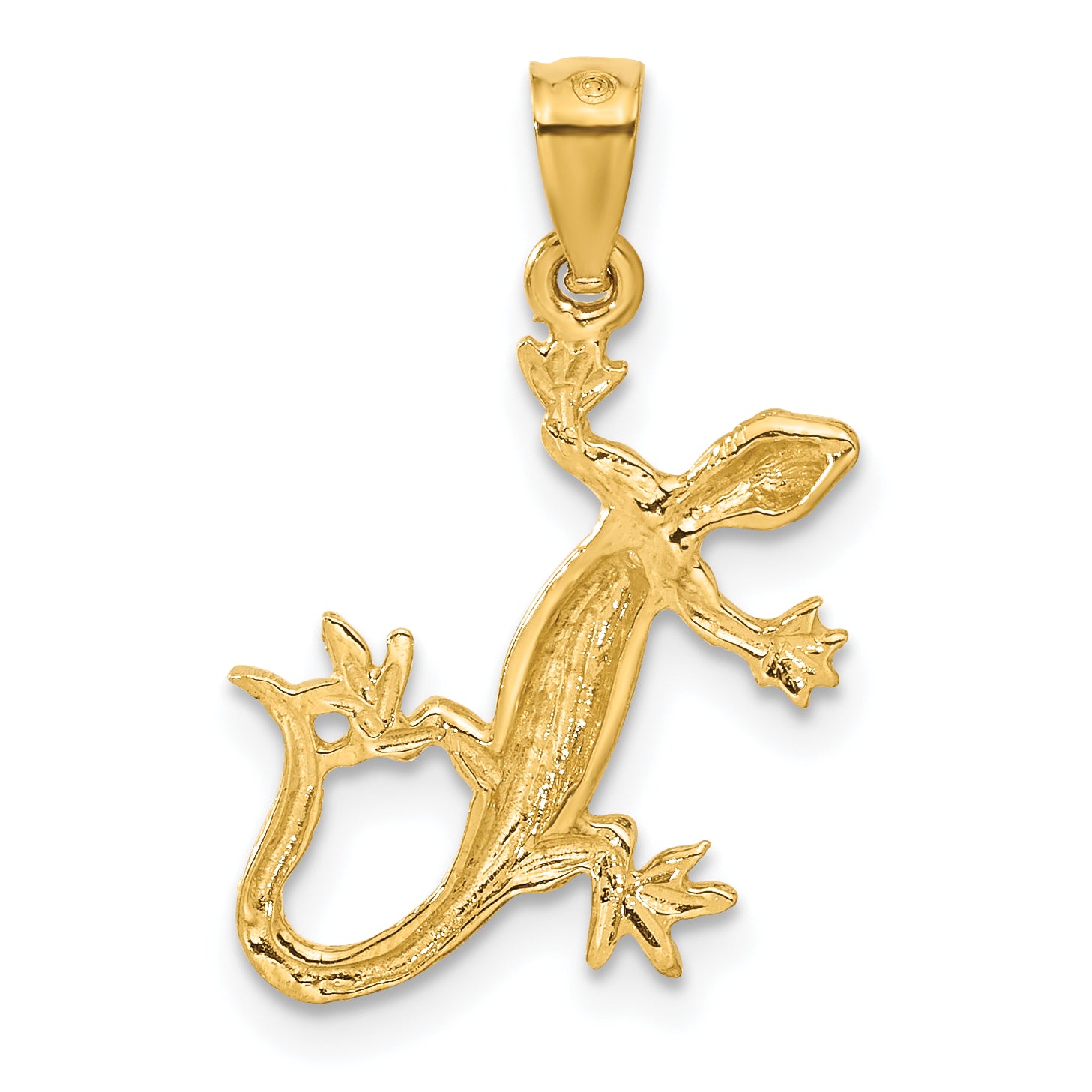 14K Gold Diamond-Cut Lizard Pendant for Men  Solid & Casted Design