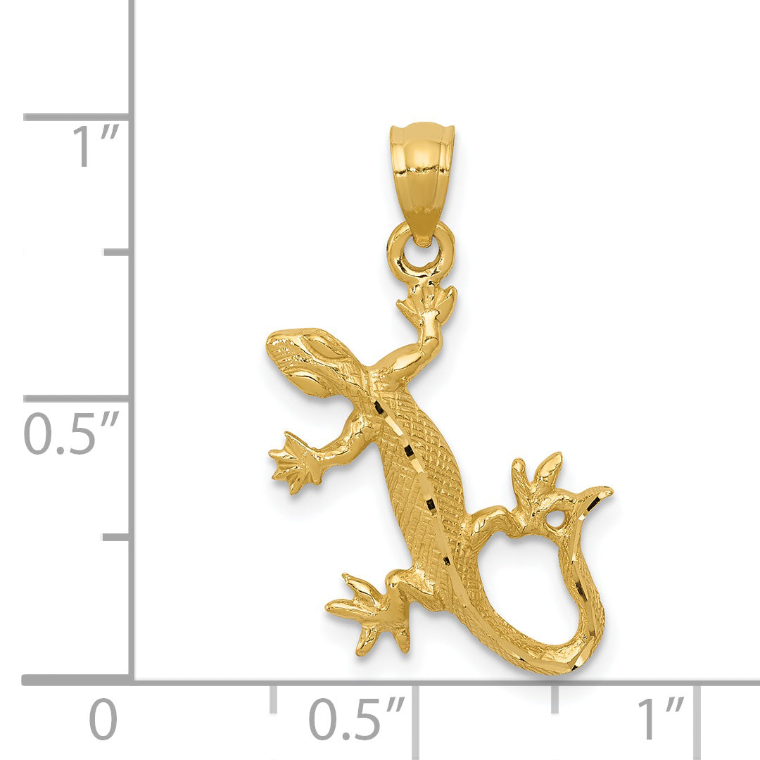 14k Diamond-Cut Lizard Pendant