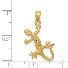 14K Gold Diamond-Cut Lizard Pendant for Men  Solid & Casted Design