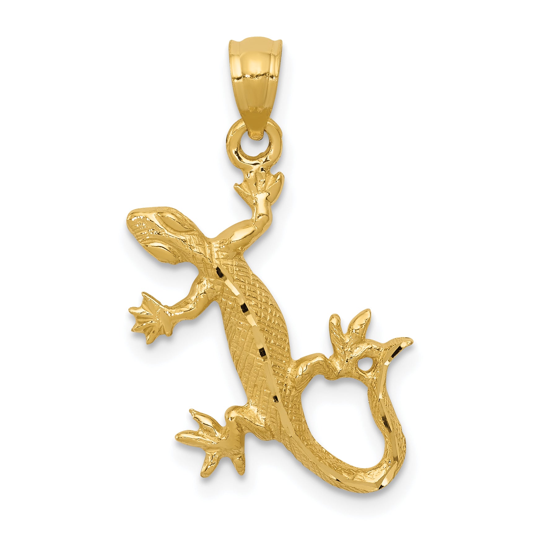 14k Diamond-Cut Lizard Pendant