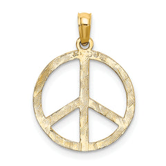 14k Textured Peace Sign Pendant