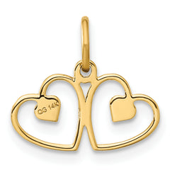 14k Satin And Diamond-cut Heart Charm