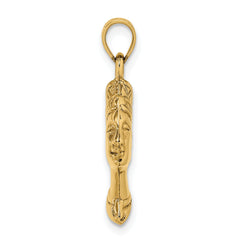 14K Gold 3D Nefertiti Pendant Elegant Yellow Gold Themed Charm