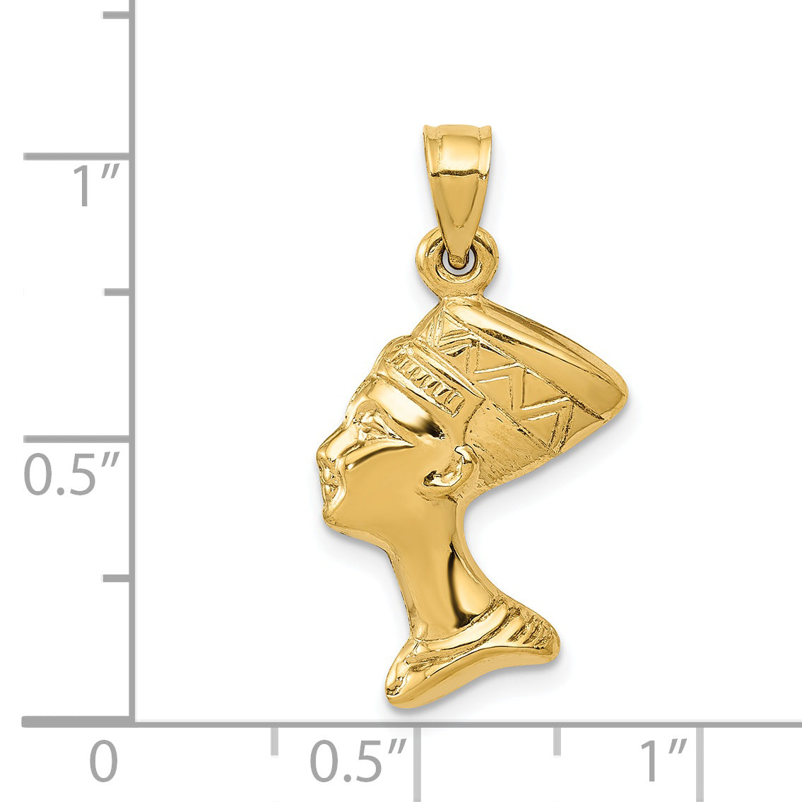 14K Gold 3D Nefertiti Pendant Elegant Yellow Gold Themed Charm