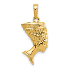 14K Gold 3D Nefertiti Pendant Solid Casted, Elegant Themed Design