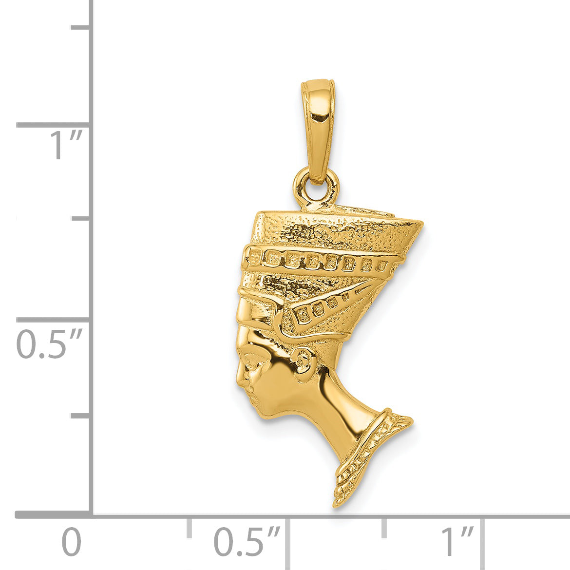 14K Gold 3D Nefertiti Pendant Solid Casted, Elegant Themed Design