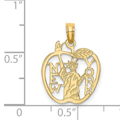 14k Cut-out NEW YORK w/Statue of Liberty in Apple Charm