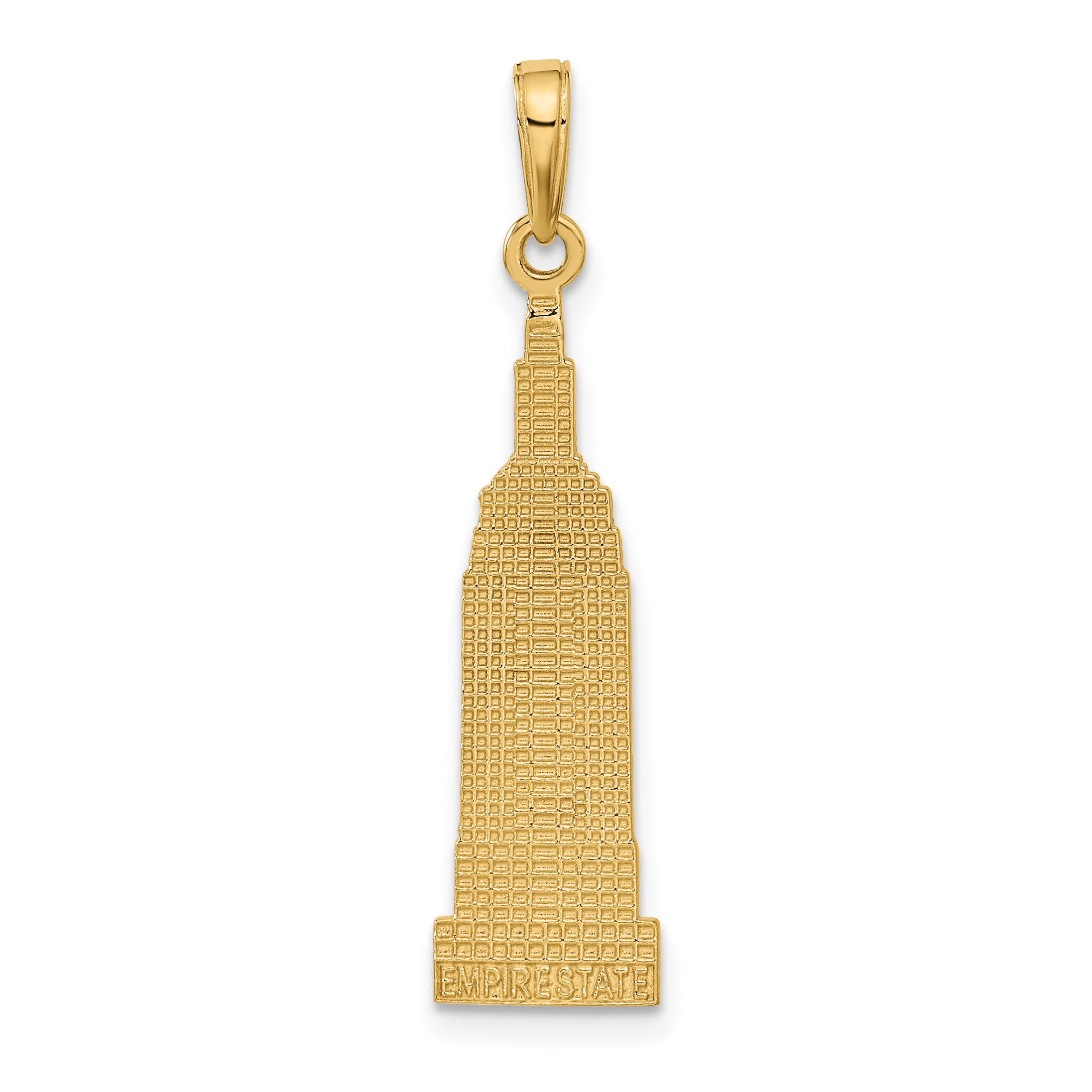 14K Gold Empire State Building Pendant with Polished Textured Finish