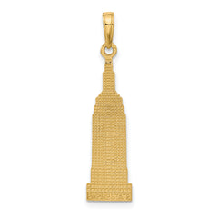 14K Gold Empire State Building Pendant with Polished Textured Finish