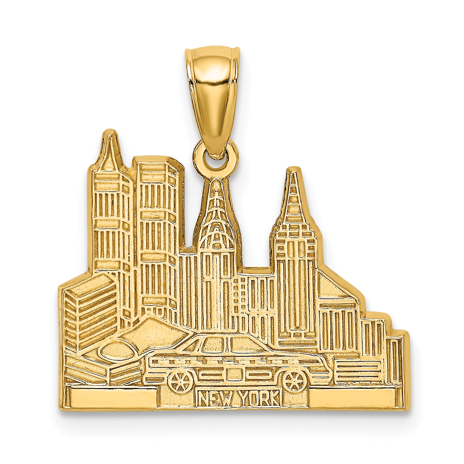 14k Cut-out New York Skyline with Taxi Charm